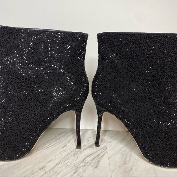 L’agence Mariette Pointy Toe Black Rhinestone Heeled Bootie 9 1/2 - Picture 9 of 15